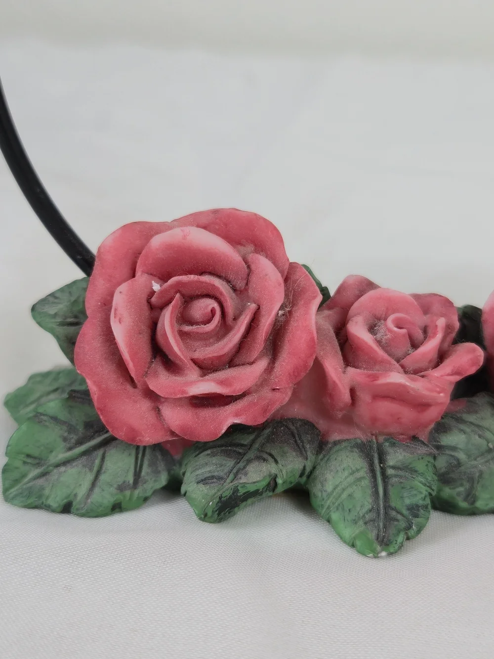 Vintage Floral Votive Candle Holder w/ Red Roses